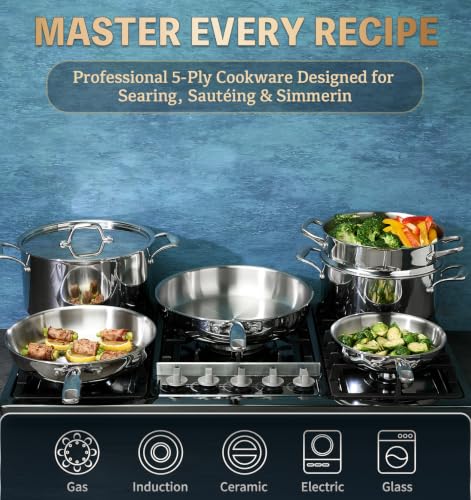 Image of KOCH SYSTEME CS 5 Ply Stainless Steel Cookware Set 21 Piece, Fully Clad