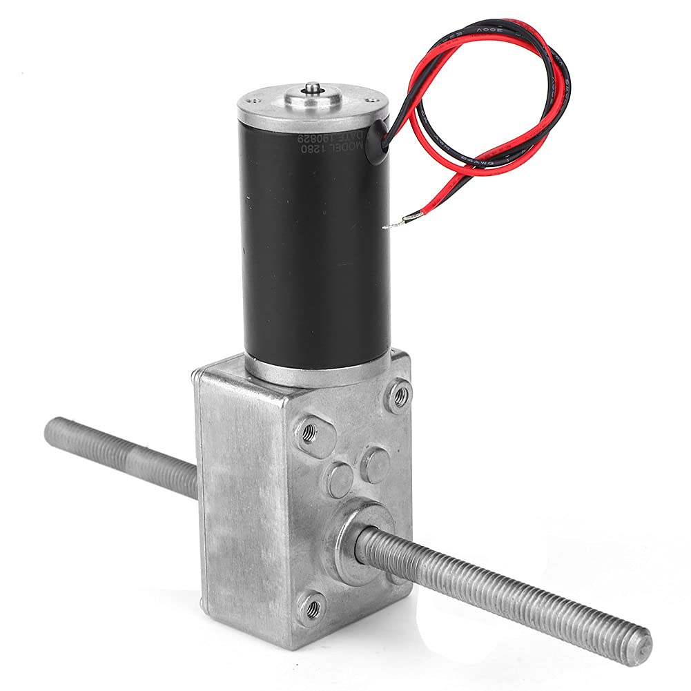 Motoriduttore a Vite Senza Fine, DC 24V Motoriduttore Elettrico Doppio Albero M8 Mano Destra Filo Alto Torcente Metallo Riduttore Turbo Verme Velocità Riduzione Motore(Speed Reduction Ratio 670)