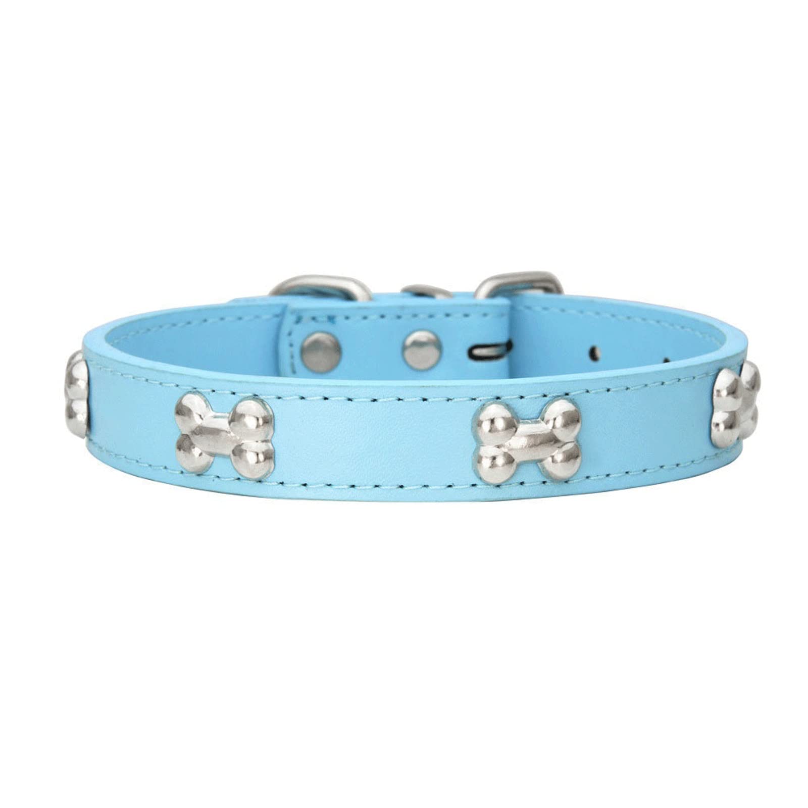 VENBER Puppy collars Bone Rivets Leather Dog Collar Colourful Puppy Neck Strap Collar For Small Medium Large Dogs Cat Pug Accessories S-XL