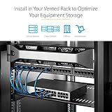 StarTech.com Półka 2HE – uniwersalna perforowana półka/półka z ramieniem do szaf sieciowych/regałów 19 cali – stal o wysokiej wytrzymałości – nośność 23 kg, głębokość 55,8 cm (CABSHELF22V)