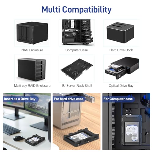 Image of ZORBES 2.5 inch to 3.5 inch Hard Drive Adapter HDD SSD Mounting Bracket Tray for 7 /9.5 /12.5mm 2.5 Inch HDD /SSD with SATA III Interface for Desktop PC, Internal Hard Drive Bay Converte