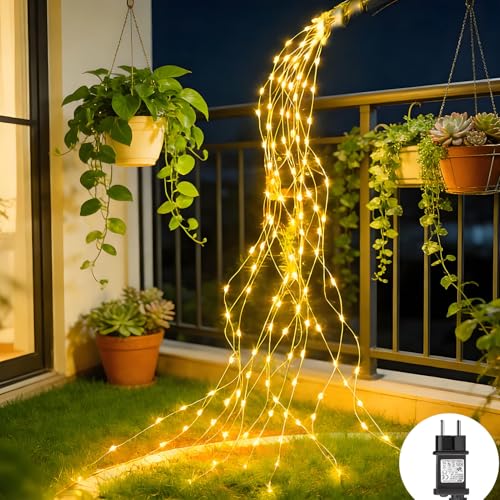 Dekofun Lichterschweif 2M 400 LED Lichterbündel mit Strom, Timer, 8...