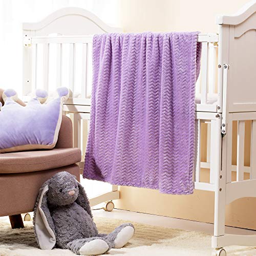 Image of CREVENT 30''X40'' Light Cozy Plush Fluffy Warm Fleece Stroller Blanket for Girl Infant Toddler Crib Cot Stroller (Wave lanveder)