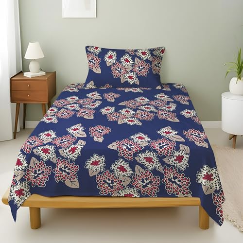 Image of Weave & Decor Cotton Bedsheet for Single Bed 90x60 Inches Soft and Breathable, Includes 1 Pillow Cover 20x30 Inches