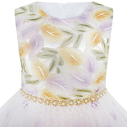 Image of Sunny Fashion Girls Dress Shinning Sequins Beige Tulle Layers Wedding Pageant
