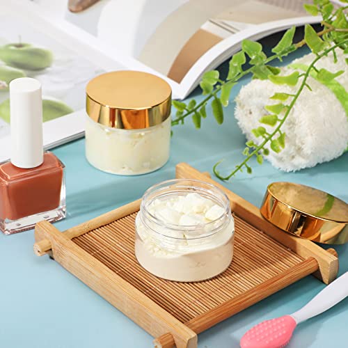 Image of Patelai 4 Pcs Plastic Jars Wide Mouth with Lids,1 Ounce,Gold | Travel Size for Creams Oils, Clear Round Storage Cosmetics Containers, Leak Proof Screw on Lids for Makeup Beauty DIY