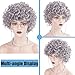 WeKen Old Lady Wig Set, Old Lady Costume for Women Girls, Grandma Costume Silver Grey Wig+Granny Glasses+Eyeglass Retainer Chain+Pearl Necklace+Wig Cap (5 Piece) for Halloween Cosplay Dress Up Party