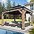 Aoxun 10' x 12' Outdoor Wood Gazebo, Hardtop Gazebo Permanent Wooden Pavilion with Galvanized Steel Double Roof, for Patio, Garden, Deck, Cedar Wood