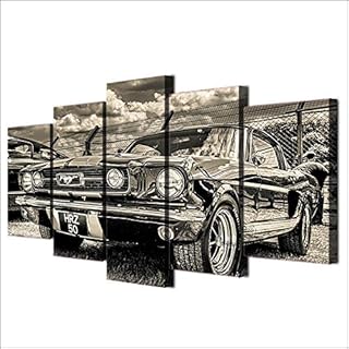 JIUYUE Dekoracja ścienna obraz modułowy HD wydruk sztuka nowoczesny sportowy samochód plakat dekoracja domu sztuka ścienna 5 sztuk zdjęcia 1965 Ford Mustang obraz na płótnie