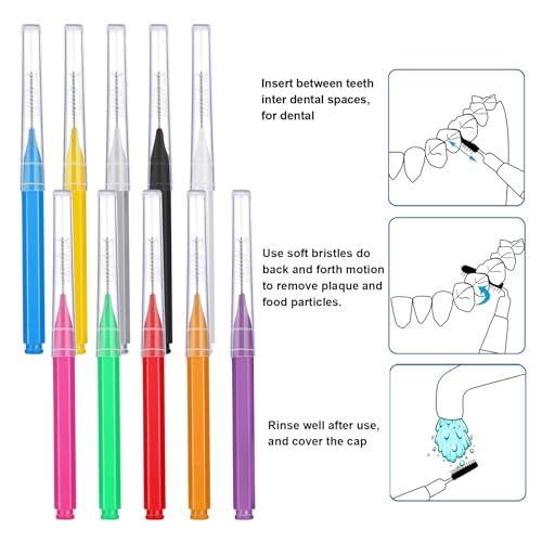 Image of Patelai 100 Pieces Braces Dental Brush for Cleaner Interdental Toothpick Dental Tooth Flossing Head Oral Hygiene Flosser Toothpick Cleaners Tooth Tool(Multicolor,Various Sizes)