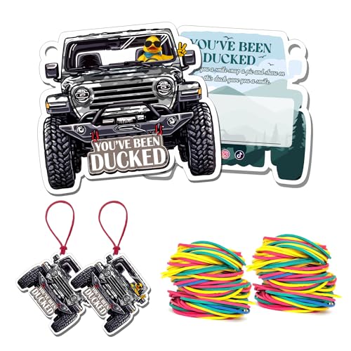 You've Been Ducked Card, Duck Tags, Ducking Game Card, Ducked Tag, Rubber Duck for Tags, JP Car Camouflage Design, with Round Hole and Rubber Bands 50Pack (Grey-1)