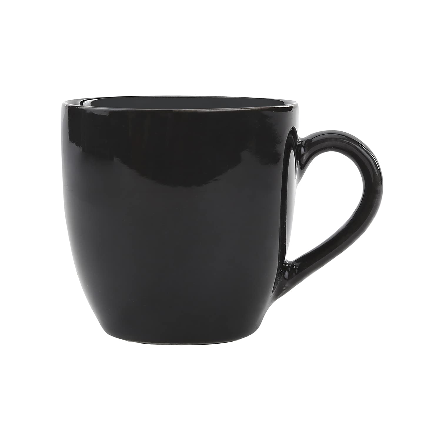 KITTENS Ceramic Tea Cup Set of 4 (200ml) - Glossy Black, Handcrafted, Food Grade Material, Microwave & Dishwasher Safe, Daily Use Cups, Made in India 2