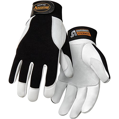Steiner 0944-X Ironflex Work Gloves, Advantage Grain Goatskin Black Spandex, Extra Large