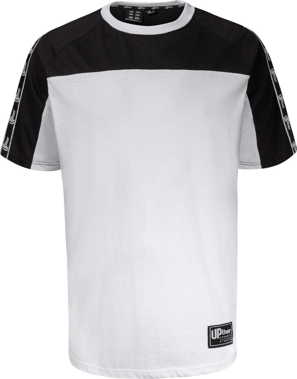 Uptheir Men's Lion Cut & Sew T-Shirt - White Black (UK, Alpha, M, Regular, Regular)