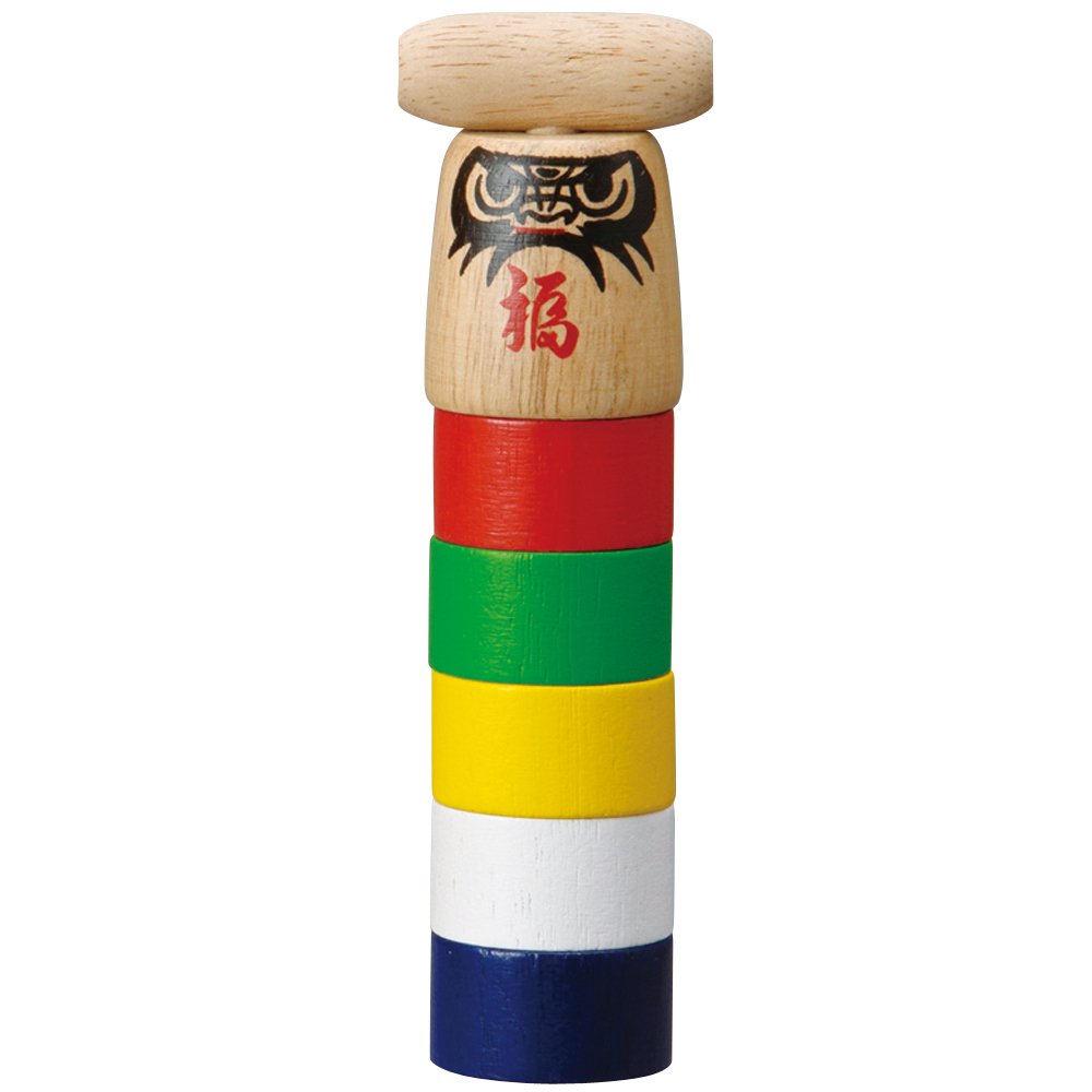 Daruma Otoshi 6 Sun Japanese Wooden Stacking Toy Traditional Game 7.1in