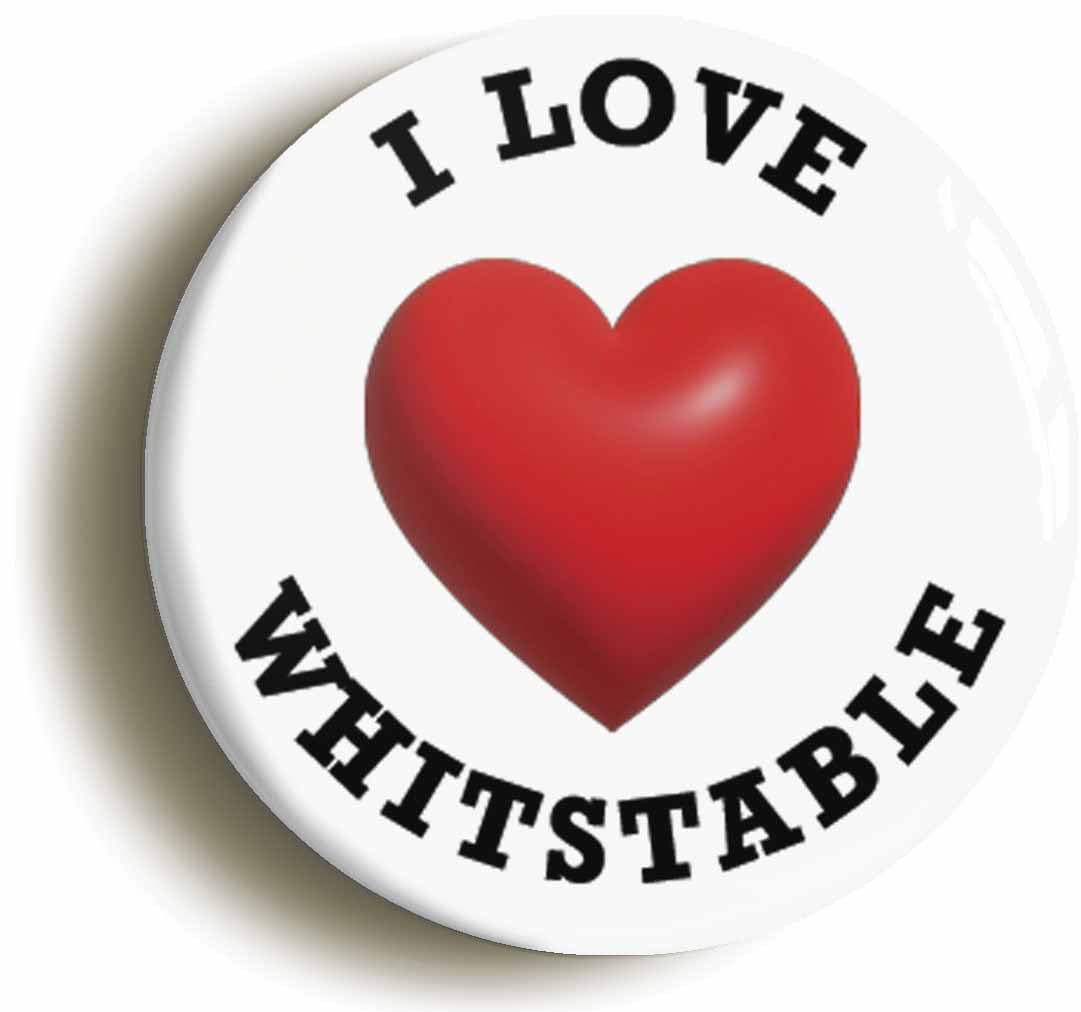 I Heart Love Whitstable Location Fridge Magnet (Circular 2inch / 50mm Diameter)