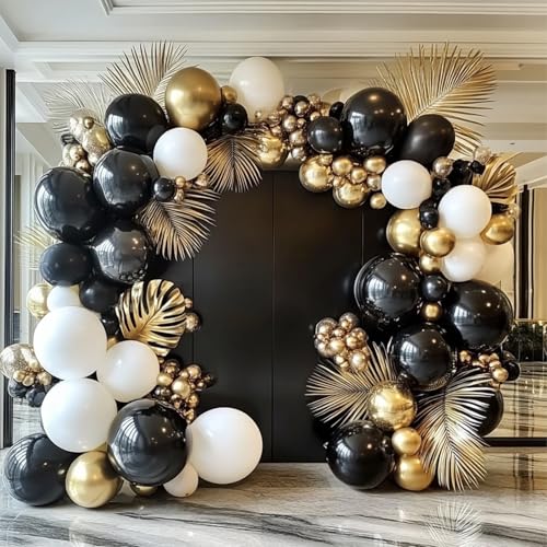 Image of 108Pcs Double Stuffed Black Balloon Garland Arch Kit