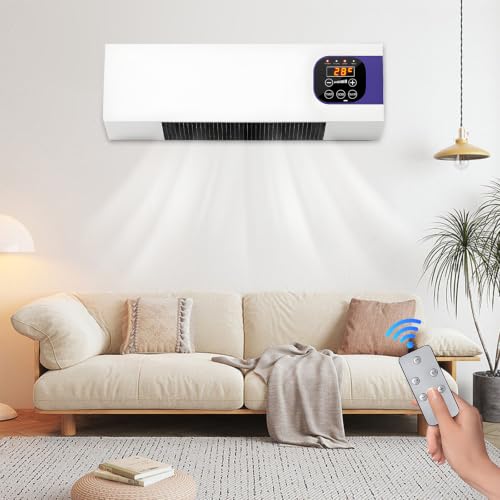 Ventilador de Pared con Mando a Distancia, Aire Acondicionado Portátil, Calor/Frío Ajustable con Mando a Distancia y Temporizador de 6 Horas, Climatizador Sin Unidad Externa, para Cocina, Dormitorio