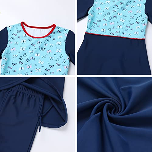 Image of Islamic Swimsuit for Girls 2-Piece Full Cover Hijab Top Burkini Pants Modest Muslim Swimwear Beachwear Bathing Suit