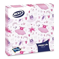 Nicky Happy Life - 20 Tovaglioli a 3 Veli, Fantasia a Tema Danza, Allegri e Decorati, 100% Pura Cellulosa Certificata FSC®