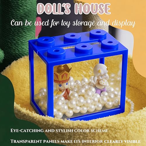 Image of Small Betta Fish Tank, Mini Fish Tank Aquarium Tank Kit with Blue Gravel & Resin Decorations, 0.6 Gallon Stackable Fish Bowl Tiny Desktop Aquarium for Sea Monkey Shrimp (Blue)