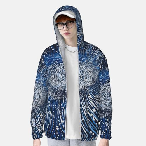 UPF 50+ Blue Vortex Sun Protection Hoodie Rash Guard Shirt Long Sleeve Sun Shirt Lightweight Jacket4