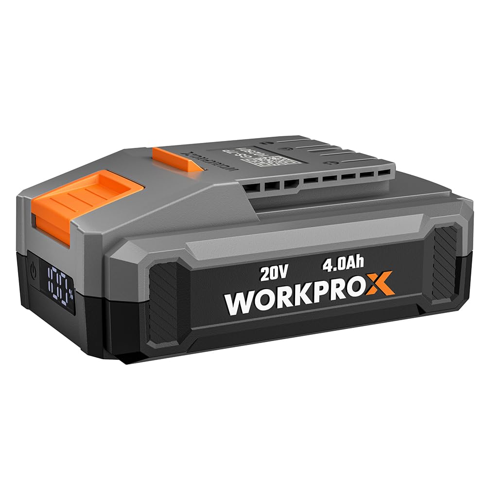 WORKPROX 20V 4.0Ah Li-Ion Battery Pack with Type-C Fast Charge & LED Display Screen, Lightweight Battery Doubles as Portable Power Bank, Compatible