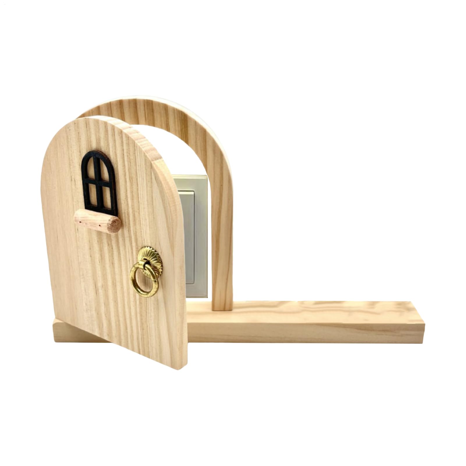 Fairy Door Outlet Cover, Wooden Socket Covers for Children Pet Proofing, Miniature Door Wall Decor