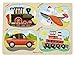 Melissa & Doug Vehicles 4-in-1 Wooden Peg Puzzle - Train, Airplane, Car, and Tugboat