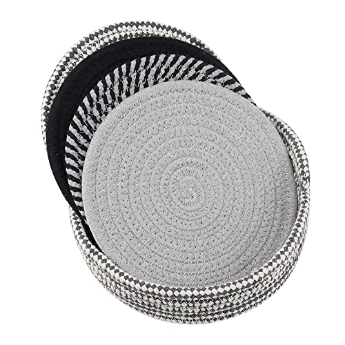 SRunDe Juego de 4 Soporte Salvamanteles Redondo para Ollas Calientes Posavasos Grandes para Aislamiento Estera Antideslizante Resistentes al Calor Multiuso para Cocinar y Hornear Cover