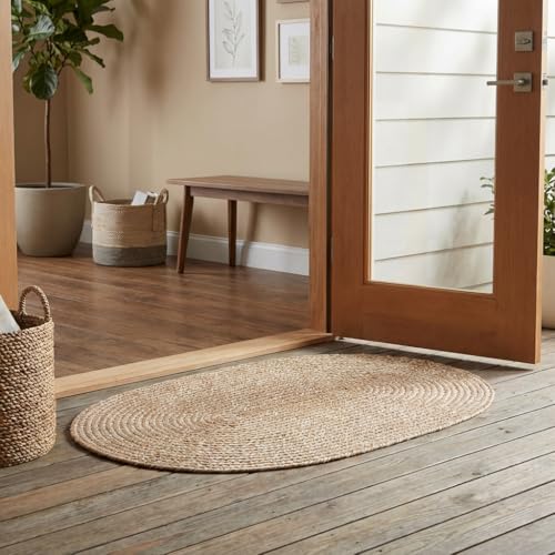 Tapete trenzado beige y marrón 2'x3' Super Area Rugs miniatura 3