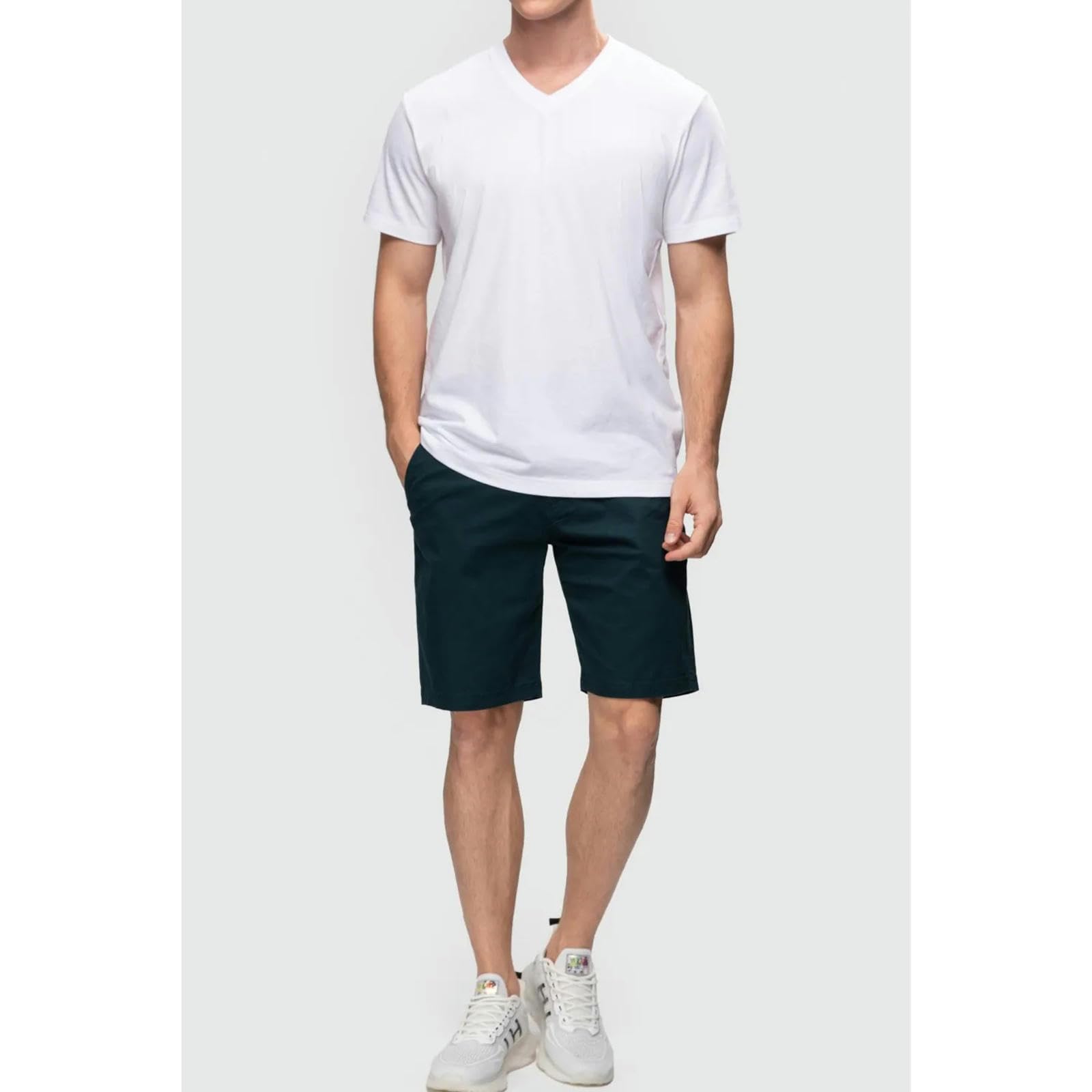 Męskie szorty męskie bawełniane szorty jednolite slim fit 18 cm wygodne rozciągliwe krótkie spodenki do pracy w golfa