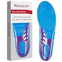 Envelop Gel Insoles for Men & Women - Shoe Inserts for Walking, Running, Hiking, Standing All Day - Cushion Soles for Heels, Arch Support, Plantar Fasciitis, Flat Feet - Fit Sneakers, Boots (1 Pair)