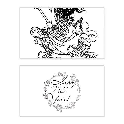 Tarjeta conmemorativa de año nuevo de Romance de los Tres Reinos con mensaje de bendición china