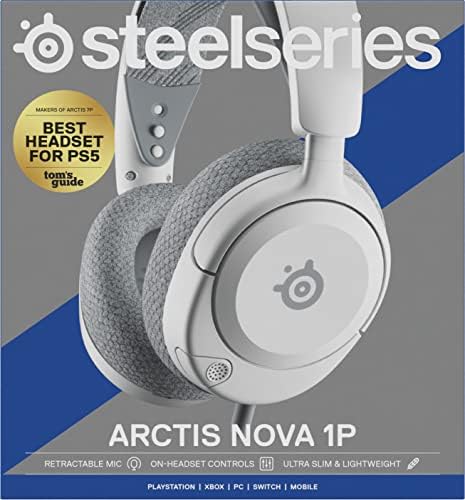 SteelSeries Arctis Nova 1P White Arctis Nova 1P - Gamingowy zestaw słuchawkowy do wielu systemów  Przetworniki Hi-Fi  Dźwięk przestrzenny 360°  Mikrofon z funkcją redukcji szumów, Biały, Przewodowy