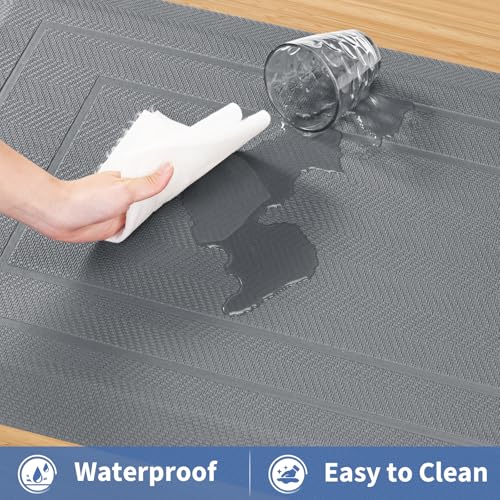 Image of UKISS 9 /10 inch inch Extra Thick Cushioned Anti Fatigue Kitchen Mat, Waterproof High Density Foam Standing Desk Mat, Non-Slip Ergonomic Comfort Mat for Kitchen, Office,Workstation Black (Grey, 20 inch X 39 inch)