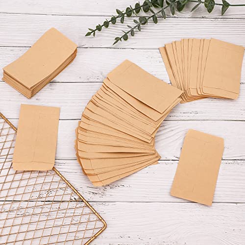 Boxob 100Pcs Small Coin Envelope, 10X6Cm/2.4X3.9Inch Kraft Paper Seeds Envelopes Mini Brown Mailing Envelopes Small Parts Envelope For Small Items Storage Money Jewelry Seed Candy Notes Beads, B25073 #TOP2