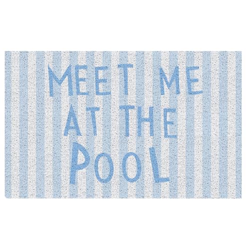 KRHFG Blue Striped Preppy Beach Door Mat, Meet Me at