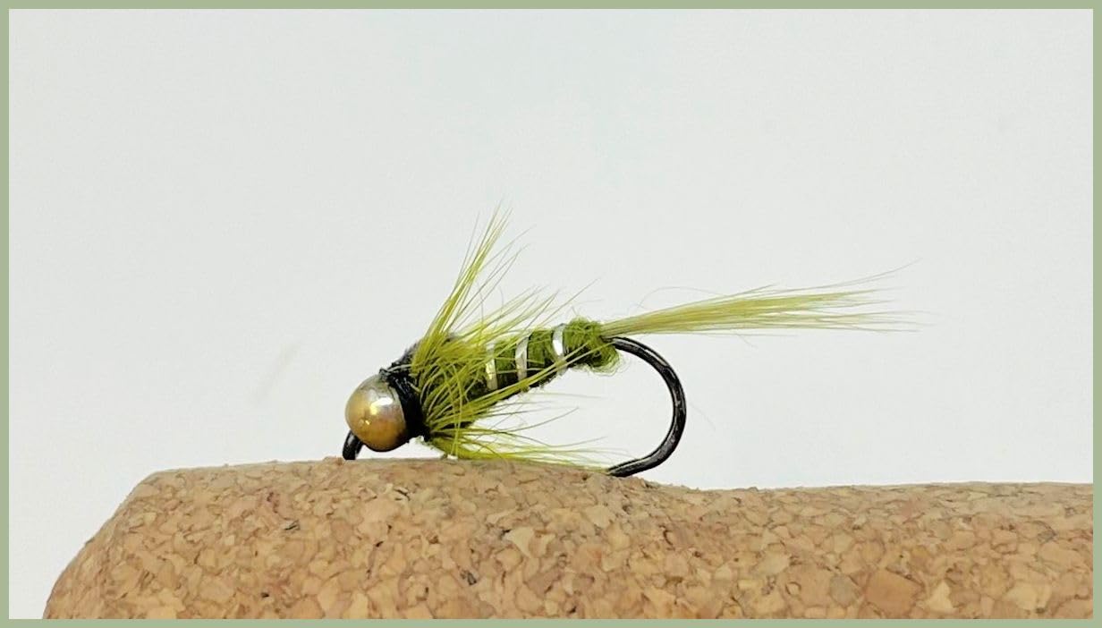 Lot de 24 mouches nymphes sans ardillon à tête dorée et tungstène pour truite - Tailles mélangées