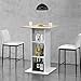 [en.casa] Table de Bar Bistrot avec 3 Étagères de Rangement Panneaux de Copeaux Revêtus de Mélamine 70 x 70 x 110 cm Blanc Effet Chêne