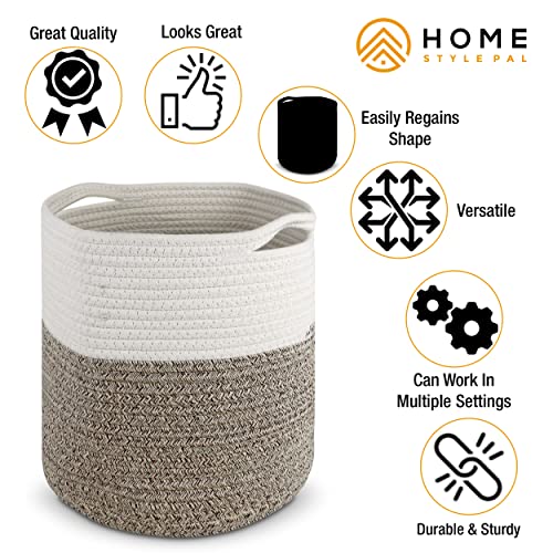 3 Pack Organizer Storage Bin 11X11X11” With Handles - Durable Woven Cotton Rope Baskets For Organizing Closets & Shelves – Dog & Cat Toy Storage Box – Small Toy Cube For Girls & Boys – Bookcase & Blanket Cubby #TOP2