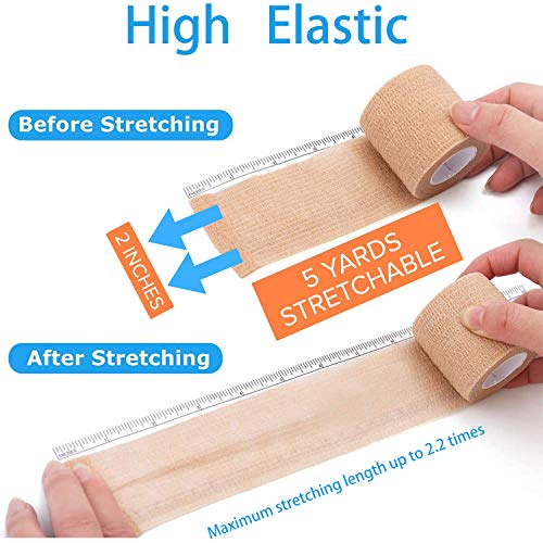 12 Pack Self Adherent Cohesive Bandage Wrap, 2” x 5 Yards, Stretch Self-Adherent Tape - Athletic Elastic Cohesive Bandage - for First Aid Medical, Sports, Ankle, Wrist Sprains - Thumbnail 2