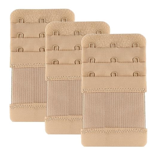 QOXOLYZ Women Soft And Comfortable 4 X 4 Bra Hook Extender Combo Pack Of - 3 (Free Size) (Beige)-picture-10