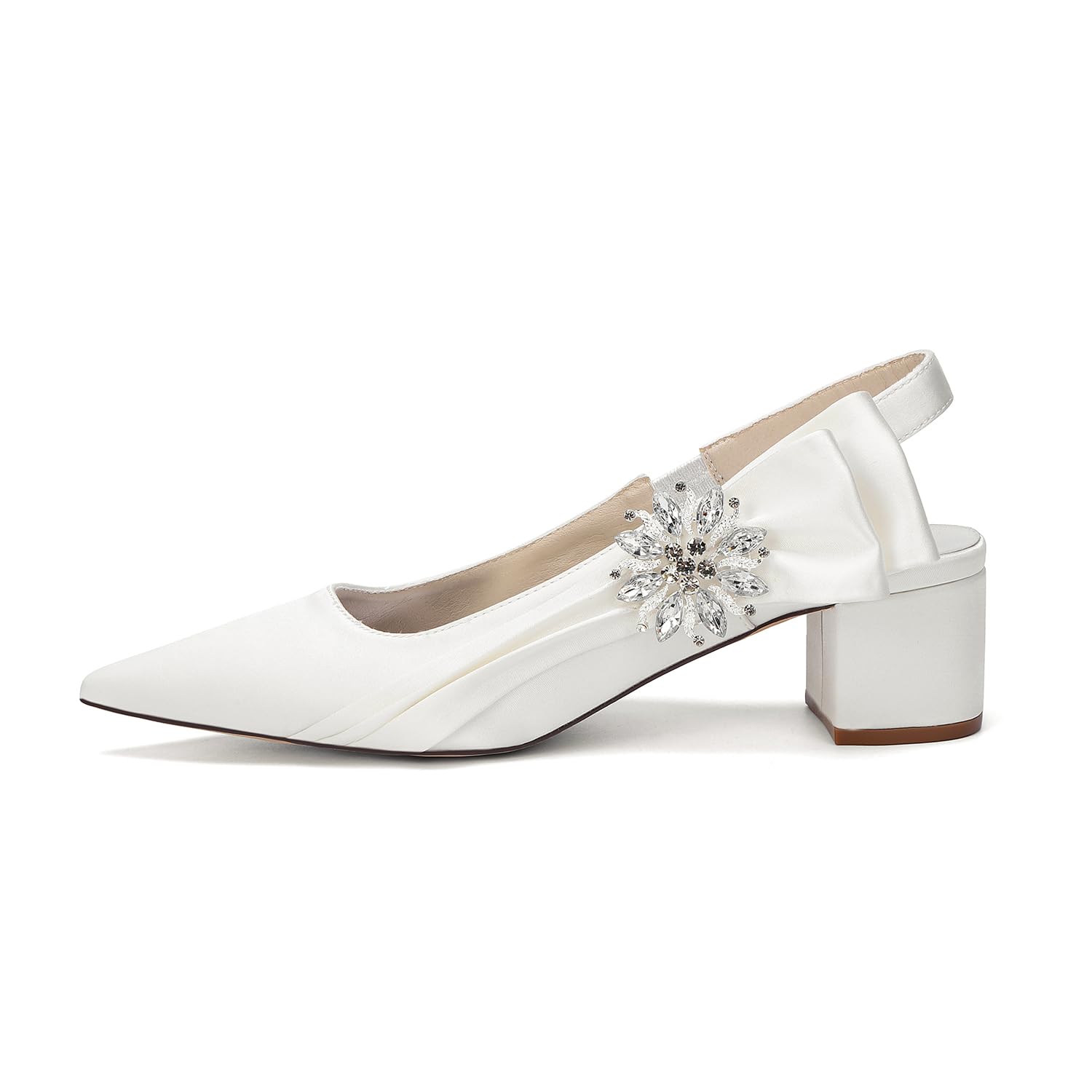 Scarpe da Donna in Raso con Punta a Punta e Strass per Matrimoni e Feste