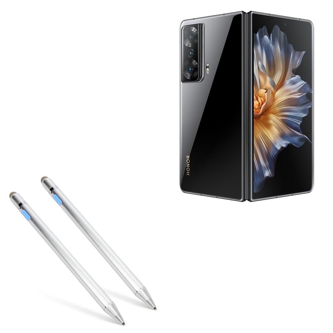 BoxWave Stylus Pen Compatible with Honor Magic V2 - AccuPoint Active Stylus (2-Pack), Electronic Stylus with Ultra Fine Tip - Metallic Silver