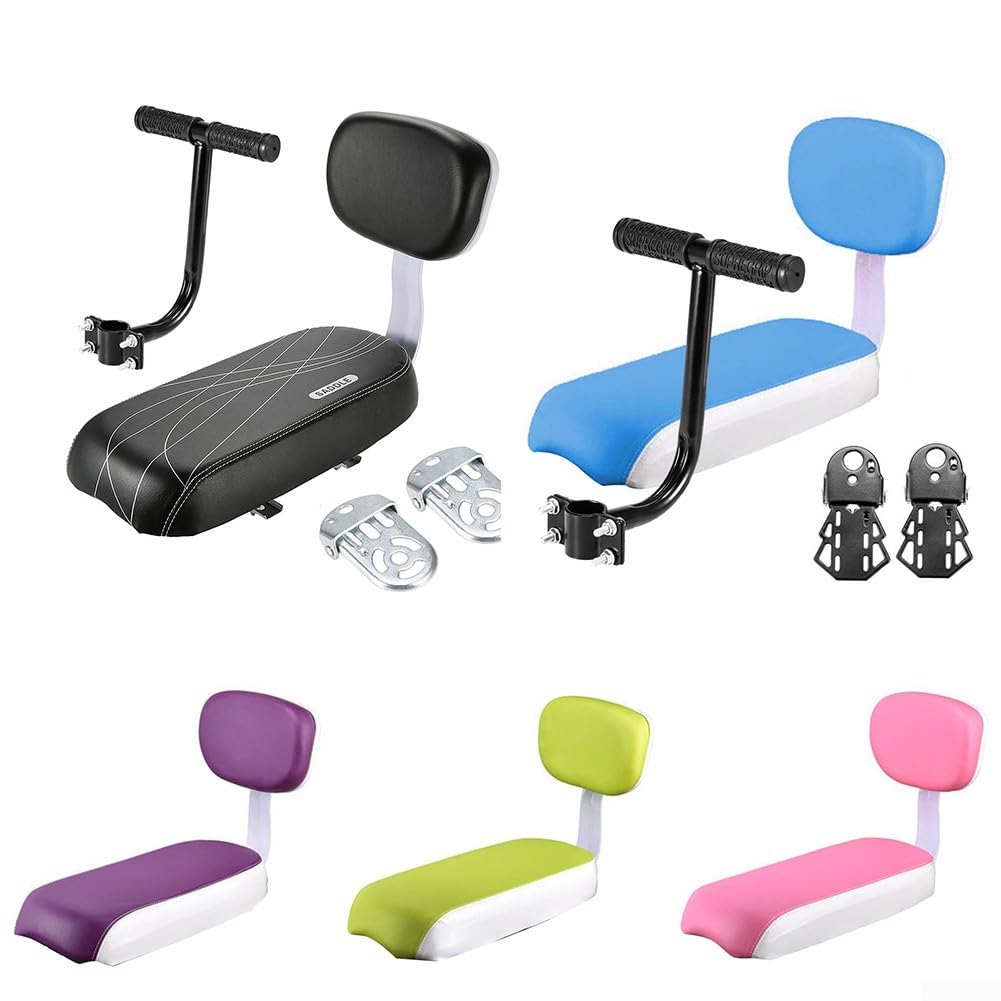Seggiolino posteriore per bicicletta con schienale maniglia e pedali, supporto in acciaio al carbonio morbido, cuscino morbido per mountain bike, bici elettrica, adulti e ragazzi, blu, nero, rosa