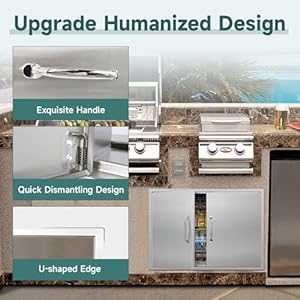 Outdoor Kitchen Doors 30W x 21H Inch Stainless Steel Doors, Access Door with Handles Double Access Cabinet Door, Flush Mount for Grilling Station, Outdoor Kitchens BBQ Island& Cabinet Outdoor Kitchen Doors 30W x 21H Inch Stainless Steel Doors Access Door with Handles Double Access Cabinet Door Flush Mount for Grilling Station Outdoor Kitchens BBQ Island Cabinet