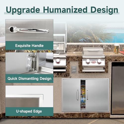 Outdoor-Kitchen-Doors-30W-x-21H-Inch-Stainless-Steel-Doors-Access-Door-with-Handles-Double-Access-Cabinet-Door-Flush-Mount-for-Grilling-Station-Outdoor-Kitchens-BBQ-Island-Cabinet Outdoor Kitchen Doors 30W x 21H Inch Stainless Steel Doors Access Door with Handles Double Access Cabinet Door Flush Mount for Grilling Station Outdoor Kitchens BBQ Island Cabinet