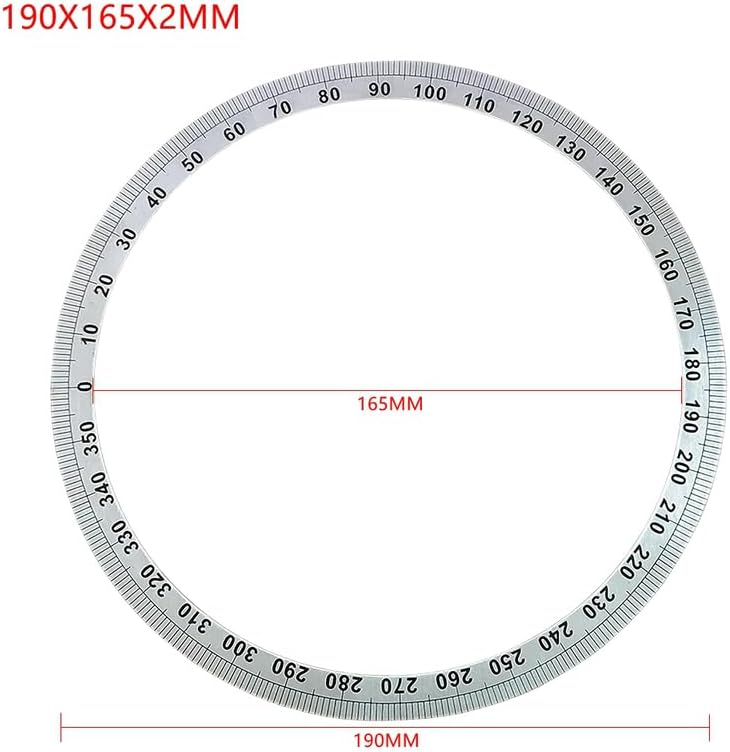 Stainless Steel Lathe Dial Disc 360 Degree Disc Universal Measuring Disc (Diameter:70 110 120 130 90 120 170 190 200MM) (190X165X2MM)