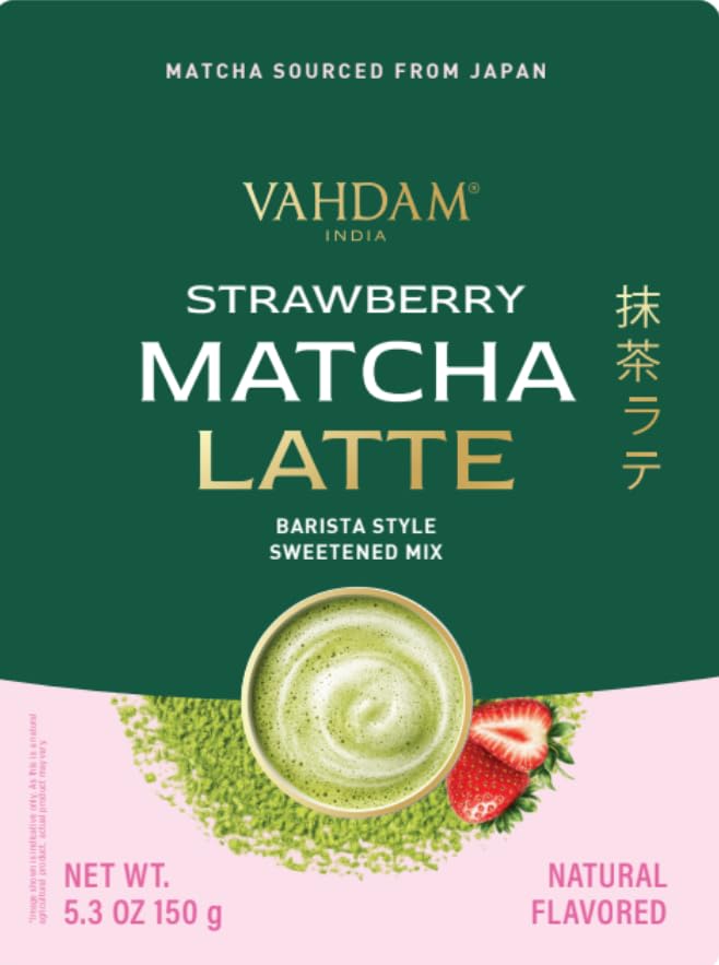Image of VAHDAM Strawberry Matcha latte 5.3 ounce